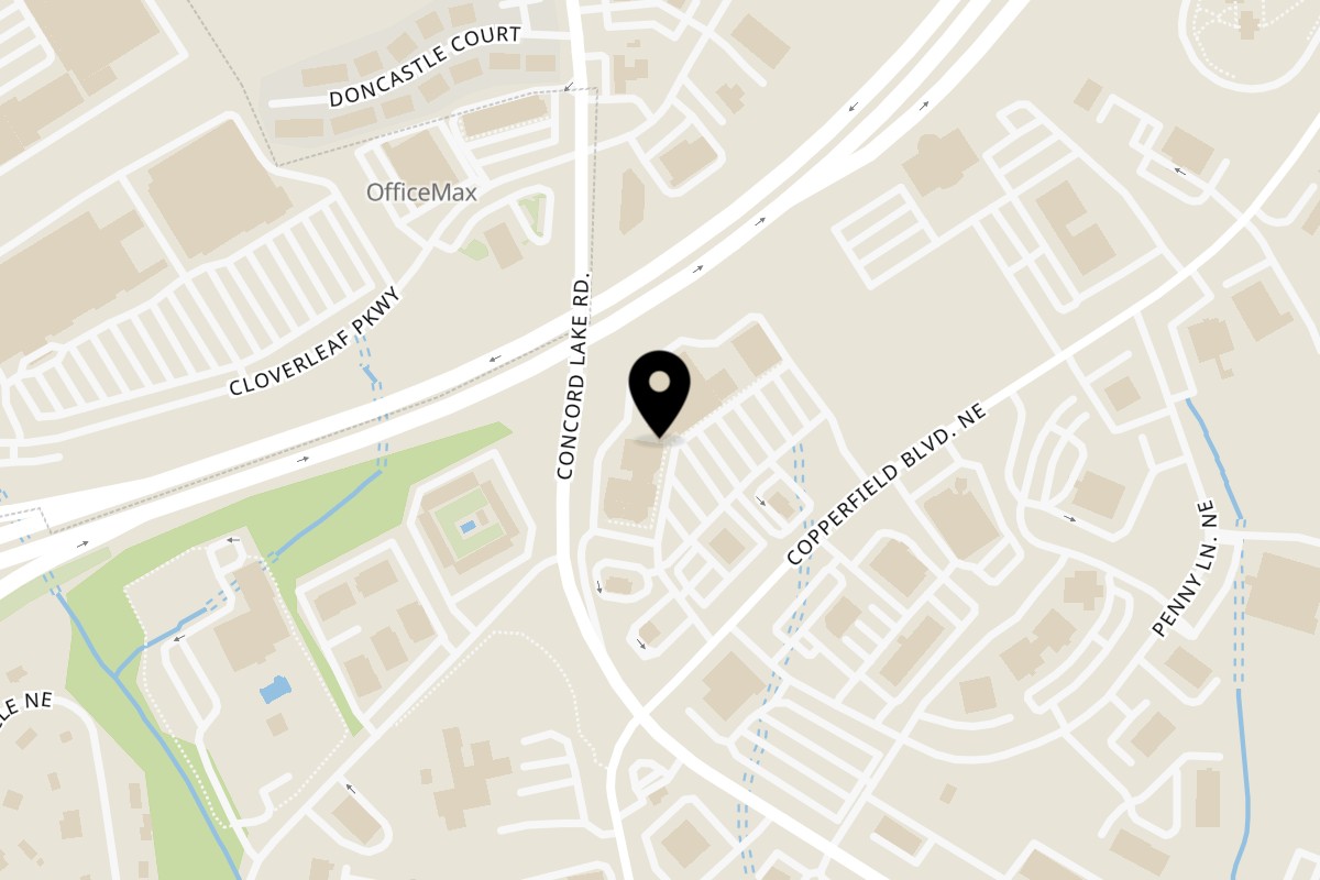 Map showing the location of Tacos El Peladito on 349 Copperfield Blvd NE K in Concord